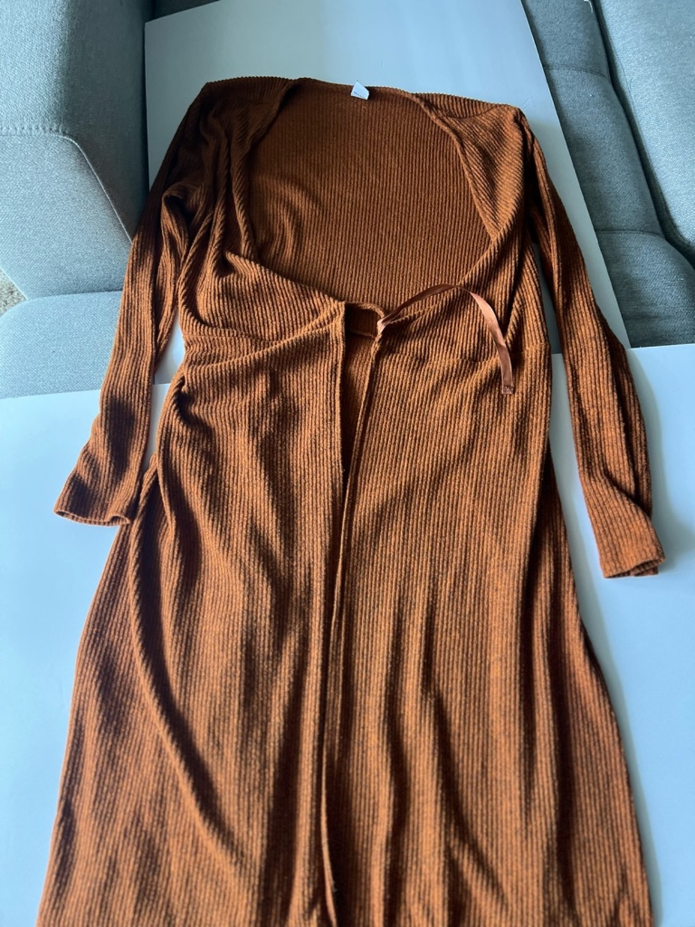 Old Navy Rust Ribbed Maxi Wrap Dress